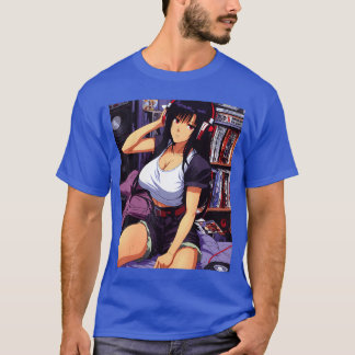 90s Retro Waifu Anime girl Chill Lofi Music retro  T Shirt