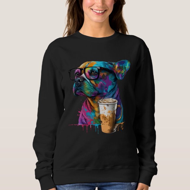 90s sunglasses and coffee splashes french bulldog t shirt (Framsida)