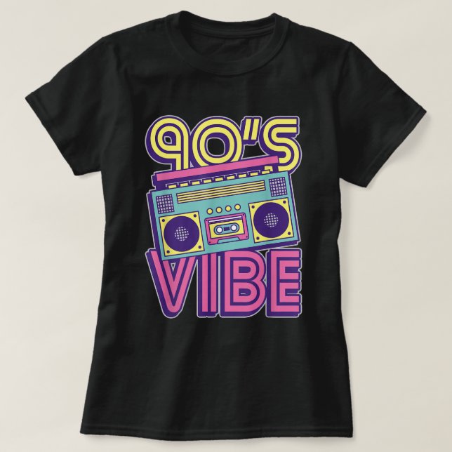 90s Vibe Retro Boombox Neon Aesthetic Design T Shirt (Design framsida)
