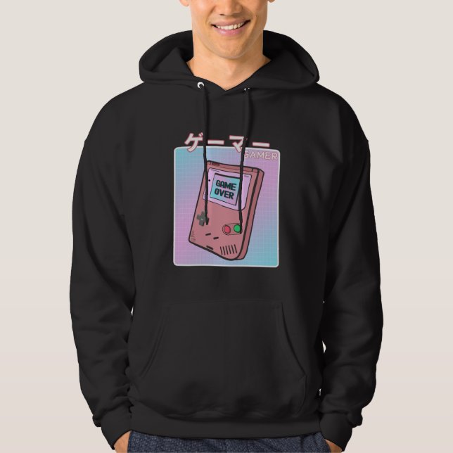 90s Video Game  Japanese Aesthetic Vaporwave Gamer Hoodie (Framsida)