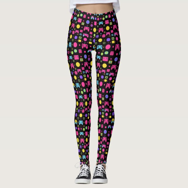 90s videospelskontroll leggings (Framsida)