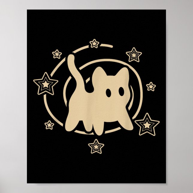 90s Y2k Scary Tomcat Cat Is Scared Under Starry Ta Poster (Framsidan)