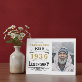 90th Birthday 1936 Legend White & Gold Photo Inbjudningar