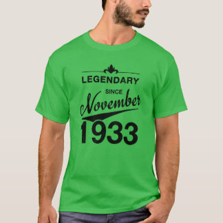 90th Birthday 90 Year Old Born November 1933 Gift  T Shirt