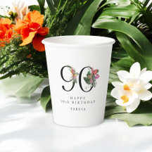 90th Birthday Cheers with Name Tropical Floral