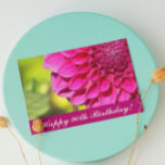 90th Birthday Pink Dahlia Floral Birthday Kort<br><div class="desc">Wish someone special a very happy 90th birthday with this floral greeting card featuring the photo image of a bright,  pink Dahlia flower. You may customize your card to edit birthday age if desired. Select from matte or glossy style card.</div>