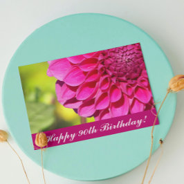 90th Birthday Pink Dahlia Floral Birthday Kort