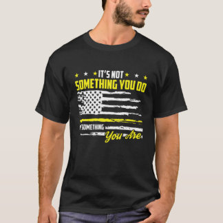911 American Flagga Dispatch-er USA Thin Guld Line T Shirt