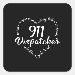 911 avsändare, svarare, polis, tunn blå linje fyrkantigt klistermärke