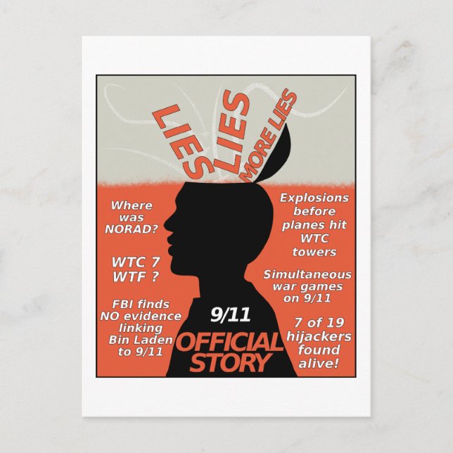 911 Den sanna Officiellen Ljuger Vykort (Framsida)