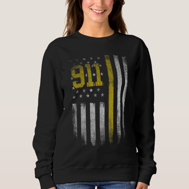 911-dispatch Operatör  Amerikansk Flagga Polis Nöd T Shirt (Framsida)