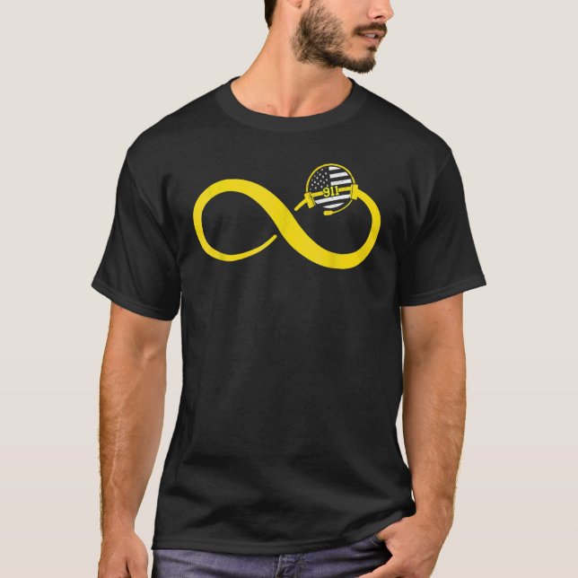 911-dispatch Operatör  Amerikansk flagga Polis Nöd T Shirt (Framsida)