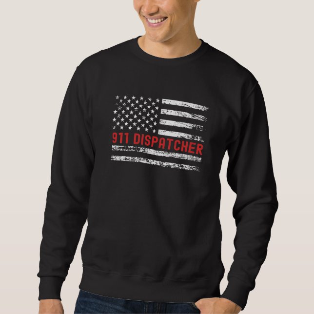 911-dispatch USA-flagg profession retro jobbtitel Lång Ärmad Tröja (Framsida)