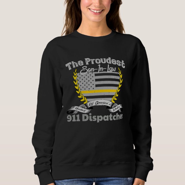 911 Dispatcher Apparel Proud Son In Law Thin Gold  T Shirt (Framsida)