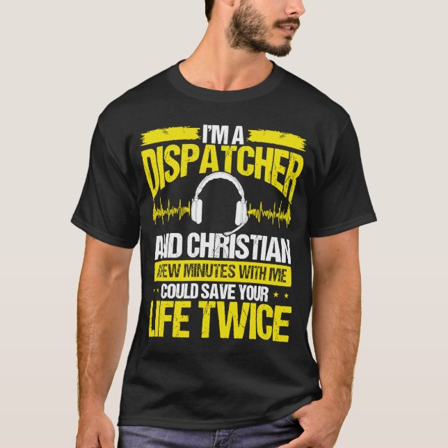 911 Dispatcher Christian Thin Guld Line Dispatch O T Shirt (Framsida)