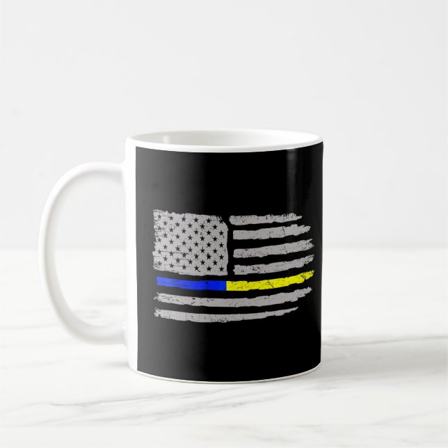 911 Dispatcher Flagga First Responder 911 operator Kaffemugg (Vänster)
