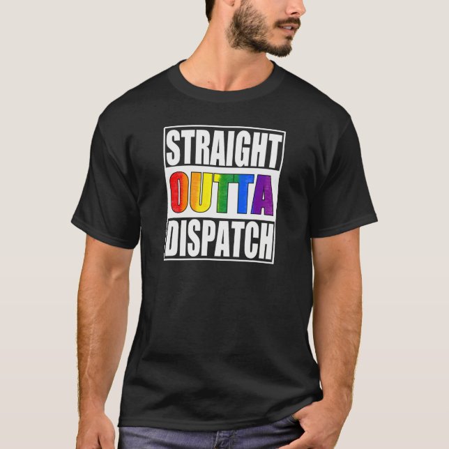 911 Dispatcher  Gay Pride LGBTQIA Thin Gold Line T Shirt (Framsida)