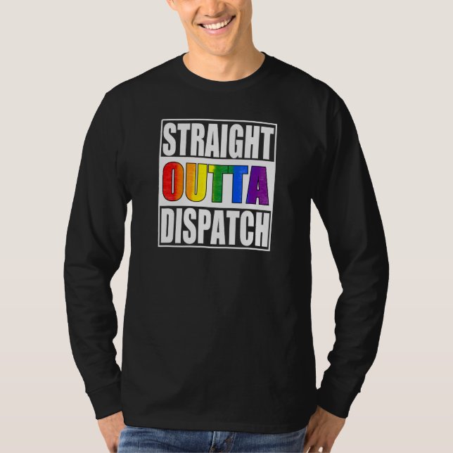 911 Dispatcher  Gay Pride LGBTQIA Thin Gold Line T Shirt (Framsida)