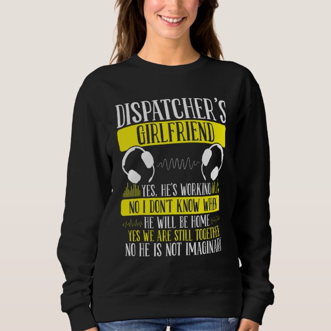 911 Dispatcher Girlfriend Gold Line Flag Emergency T Shirt (Framsida)