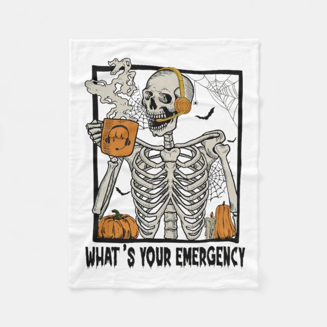 911 Dispatcher Halloween Skeleton What Your Emerge Fleecefilt (Framsidan)