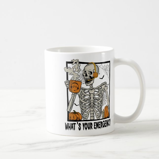 911 Dispatcher Halloween Skeleton What Your Emerge Kaffemugg (Höger)