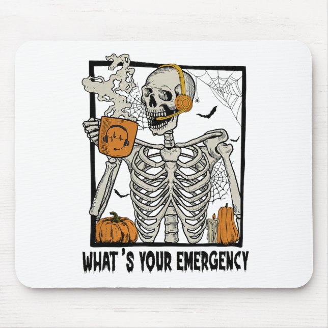 911 Dispatcher Halloween Skeleton What Your Emerge Musmatta (Framsidan)