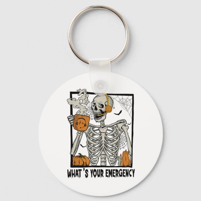 911 Dispatcher Halloween Skeleton What Your Emerge Nyckelring (Framsida)