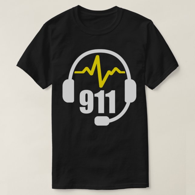 911 Dispatcher Headset T Shirt (Design framsida)