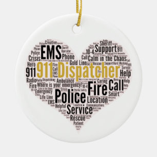 911 Dispatcher Ord Cloud Ceramic Ornament