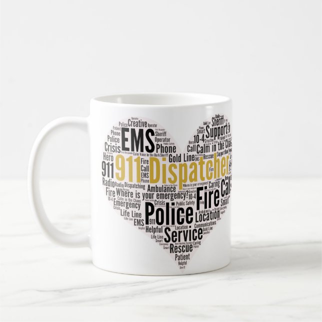 911 Dispatcher Ord Cloud Coffee Mugg (Vänster)