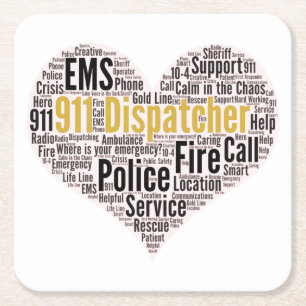 911 Dispatcher Ord Cloud Underlägg Papper Kvadrat
