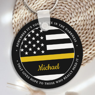 911 Dispatcher Personlig Thin Guld Line Nyckelring