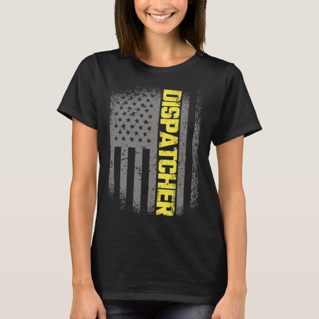 911 Dispatcher Thin Gold Line US Flag Emergency Di T Shirt (Framsida)