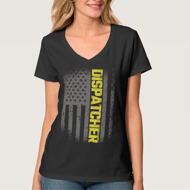 911 Dispatcher Thin Gold Line US Flag Emergency Di T Shirt (Framsida)