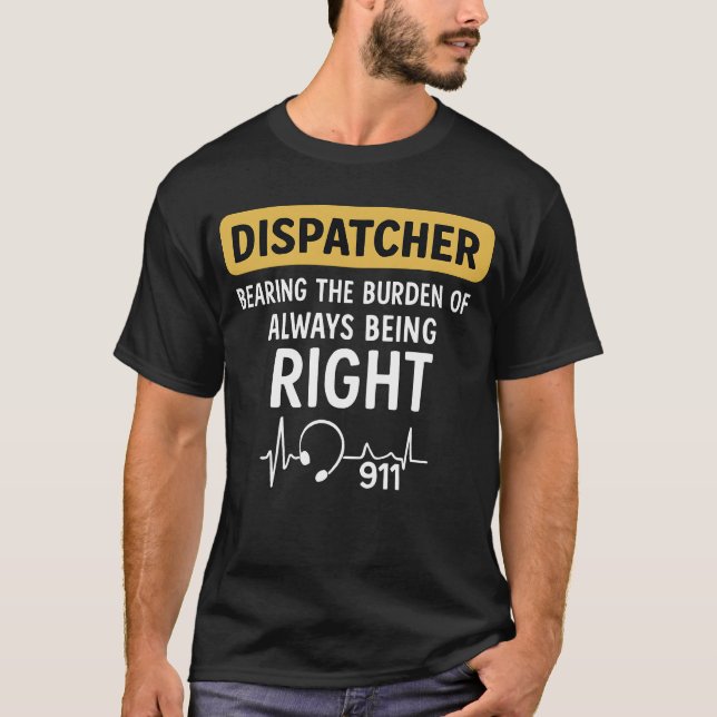 911 Dispatcher Thin Guld Line T Shirt (Framsida)