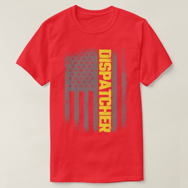 911 Dispatcher Thin Guld Line US Flagga Di T Shirt (Design framsida)