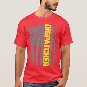911 Dispatcher Thin Guld Line US Flagga Di T Shirt