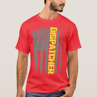 911 Dispatcher Thin Guld Line US Flagga Di T Shirt