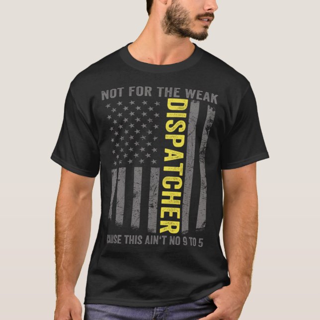 911 Dispatcher US Flagga Thin Guld Line Akut Di T Shirt (Framsida)