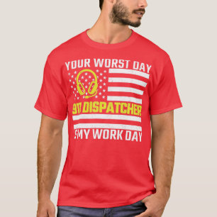 911 Dispatcher US Flagga Thin Guld Line Akut Di T Shirt