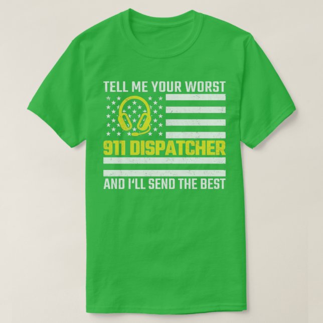 911 Dispatcher US Flagga Thin Guld Line Akut Di T Shirt (Design framsida)
