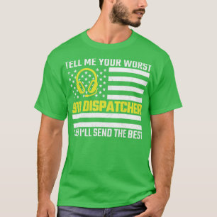 911 Dispatcher US Flagga Thin Guld Line Akut Di T Shirt