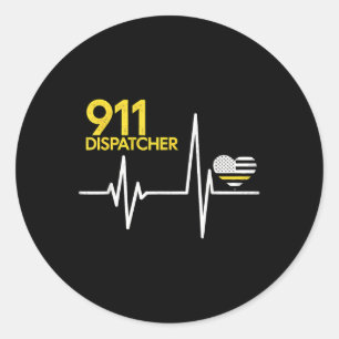 911-dispatcherns hjärtslag Polis tunn flagga patri Runt Klistermärke