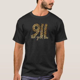 911 Försändare Leopard Thin Guld Line Thin Gult T Shirt