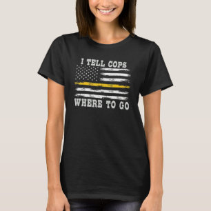 911 Försändare med tunn Gult USA flagga I Berätta T Shirt