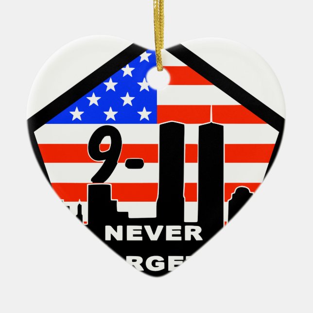 911 Glöm aldrig Julgransprydnad Keramik (Framsidan)