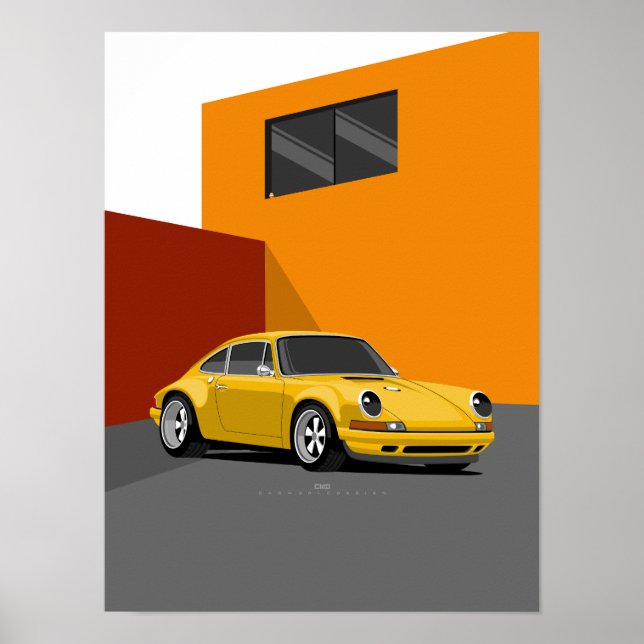 911-Gultens klassiskt bilmärke Poster - Retro-spor (Framsidan)