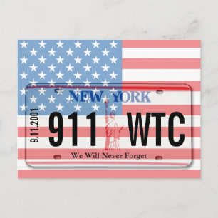 911 NY-registreringsskylt för Flagga Vykort