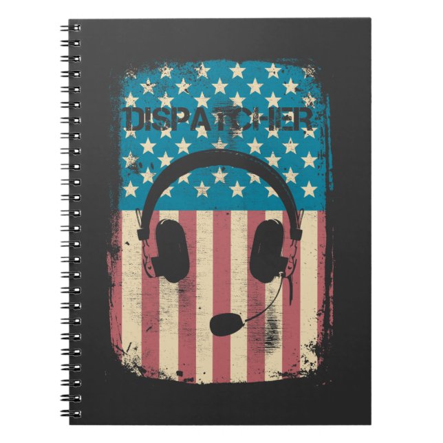 911 Operator Dispatcher Retro American Flagga Anteckningsbok (Framsidan)