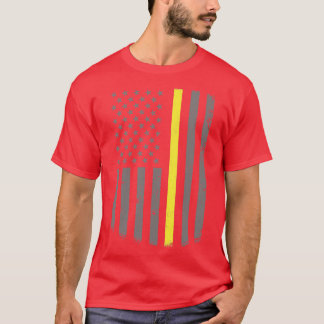 911 Operatör Flagga Thin Guld Line Akut Disp. T Shirt